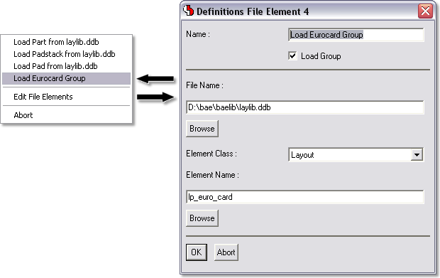 BAE Version 6.8: Layout Editor: Toolbar File Element Favorites Configuration